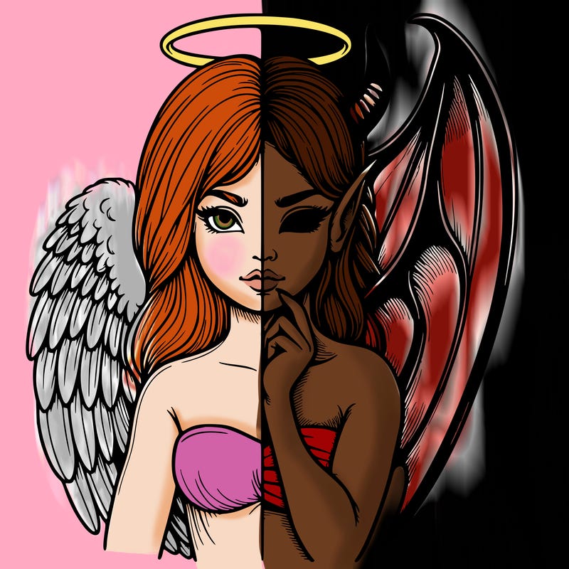 realistic angel half demon