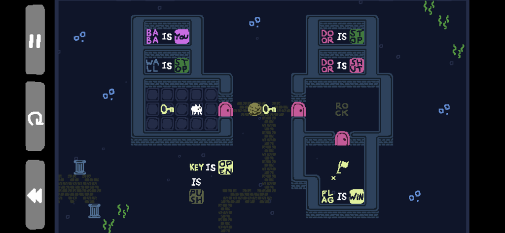 Baba Is You - Baba Is You gameplay showing the player character and rule blocks in a puzzle.