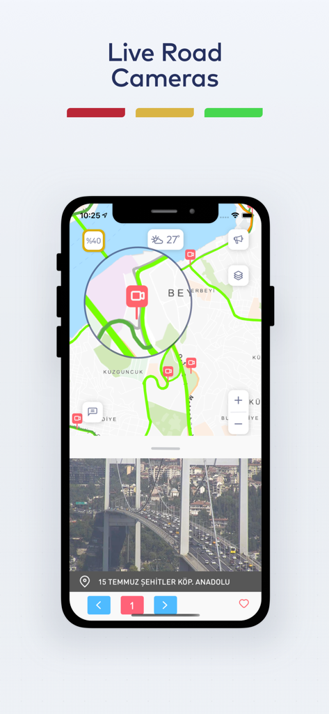 IBB CepTrafik - IBB CepTrafik app interface with live traffic cameras and map of Istanbul