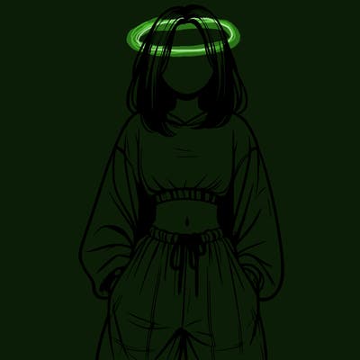 realistic girl faceless with baggy pants and a crop top