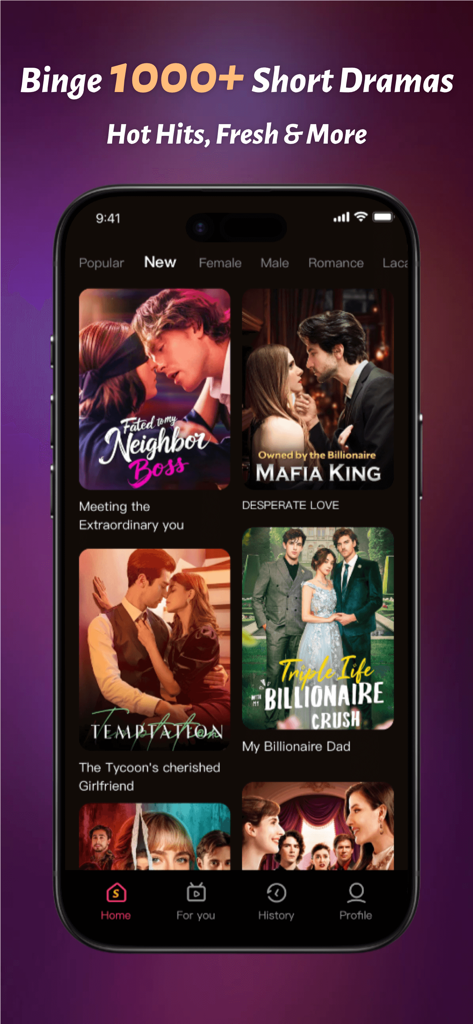 Seer Drama - Stream Shorts&TV - Seer Drama app interface showing short drama posters with romance and billionaire themes