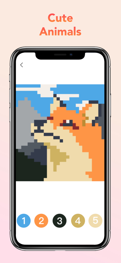 Pixel Art Book：Color By Number - A pixel art coloring page of a cute fox in the Pixel Art Book app
