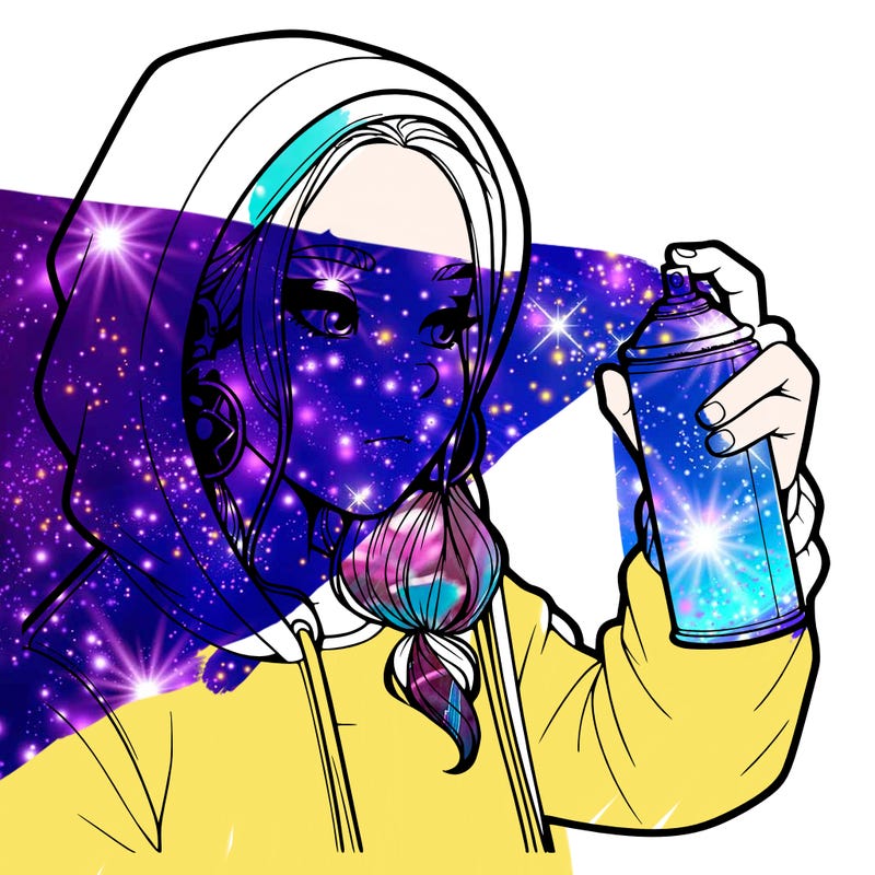 a realistic girl, spray painting