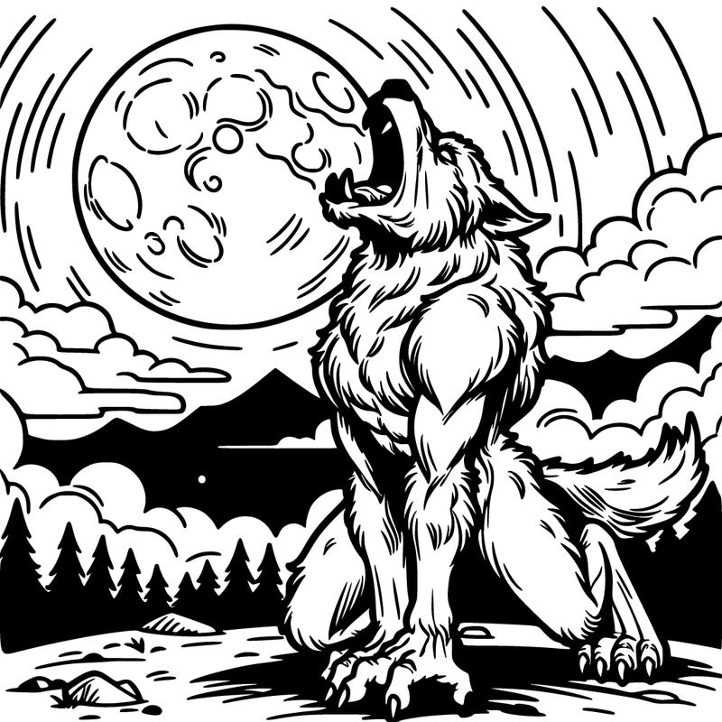 werewolf howling at the full moon