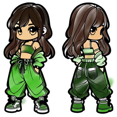 girl in crop top and baggy pants