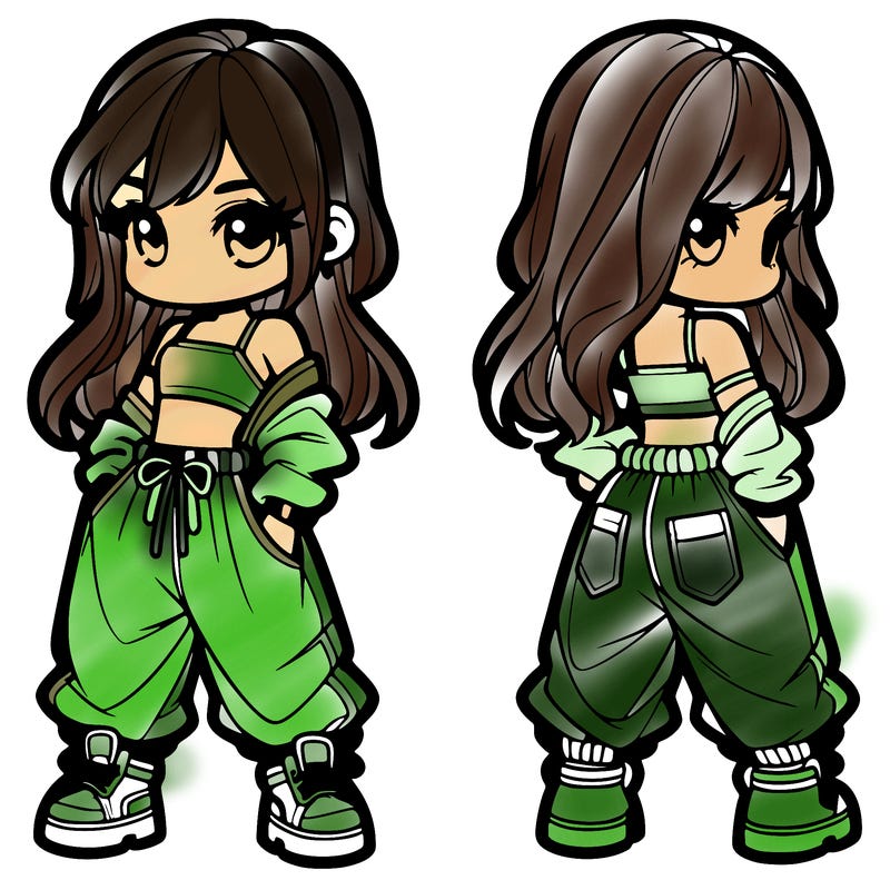 girl in crop top and baggy pants