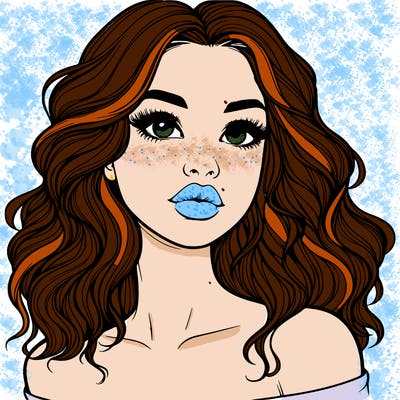 realistic girl with wavy hair and lips