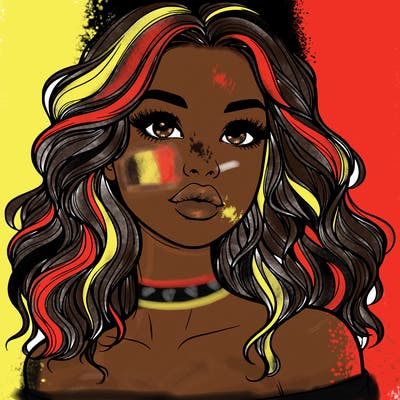 realistic girl with wavy hair and lips