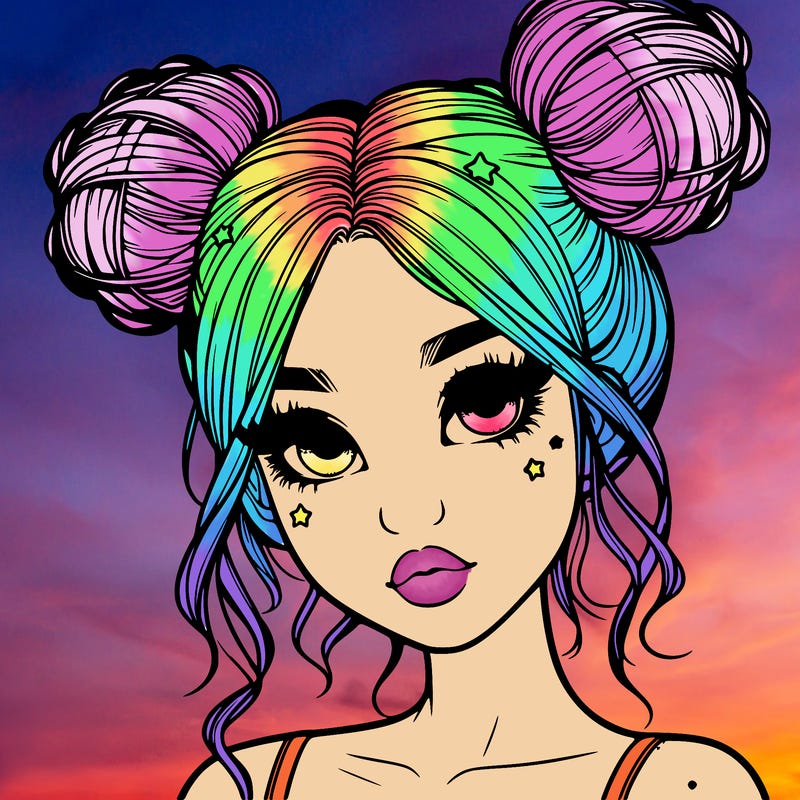 realistic girl with space buns