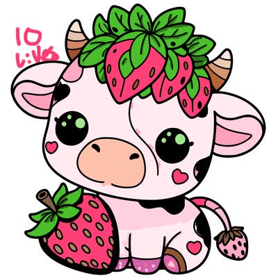 cute strawberry cow