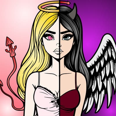 devil vs angel realistic girl