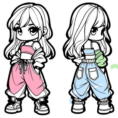 girl in crop top and baggy pants