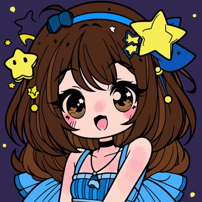 cute anime girl with star accessories