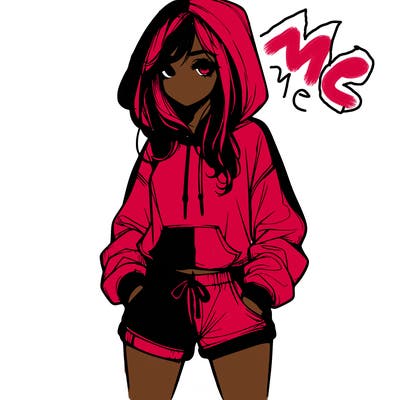 realistic girl in shorts and hoodie