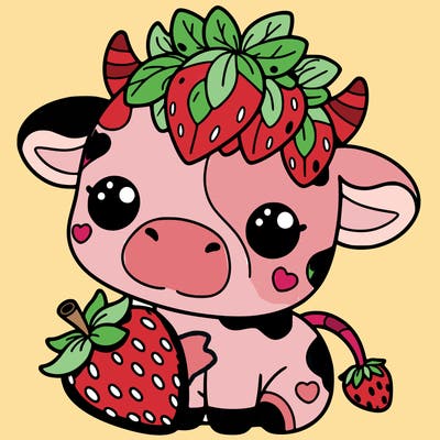 cute strawberry cow