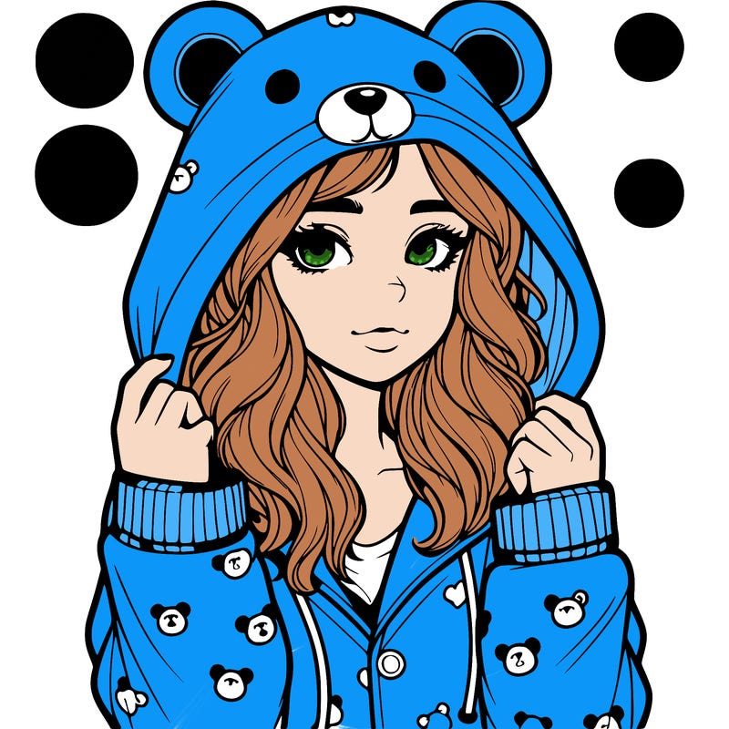 realistic girl in a animal pjs hoodie