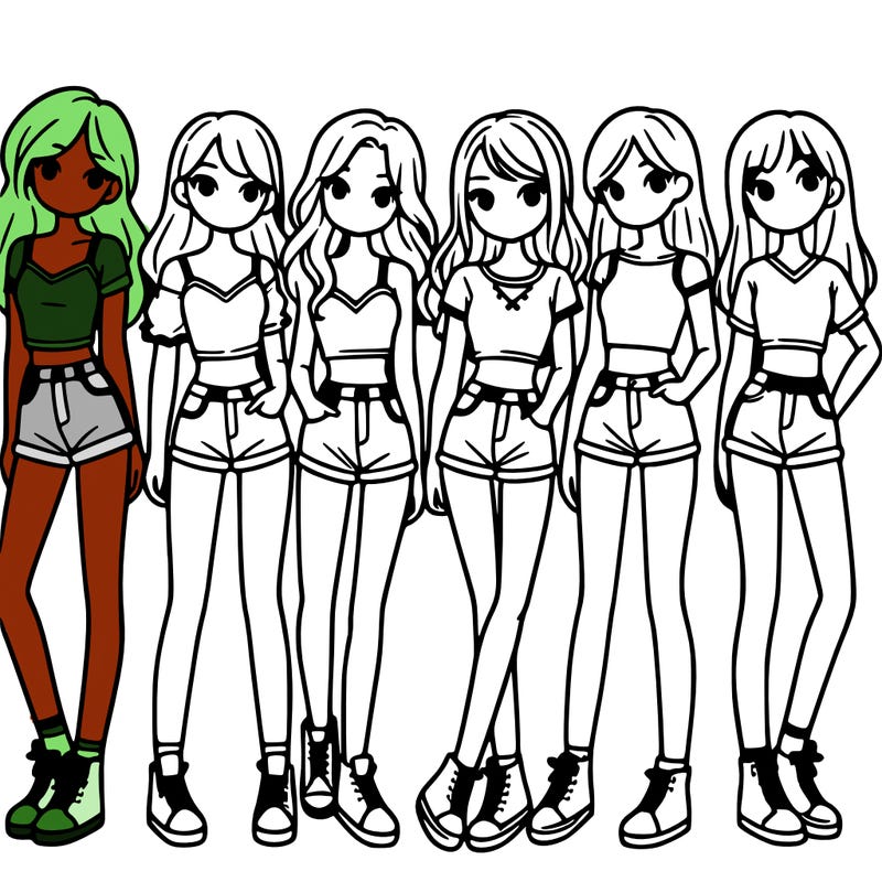 a group of girls wearing crop tops and shorts