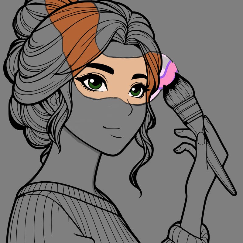 realistic woman with paintbrush