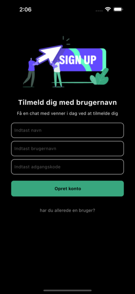 DGO - Schermata di registrazione per l'app social di scommesse DGO con moduli di registrazione in danese