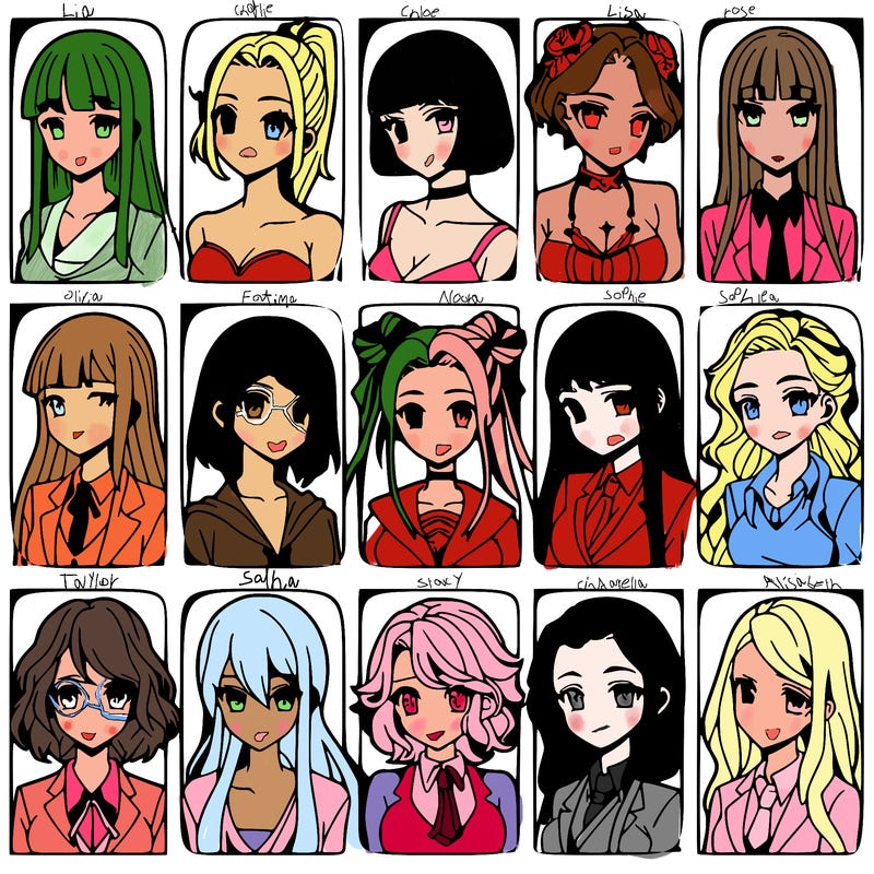 girls that look diffrent anime