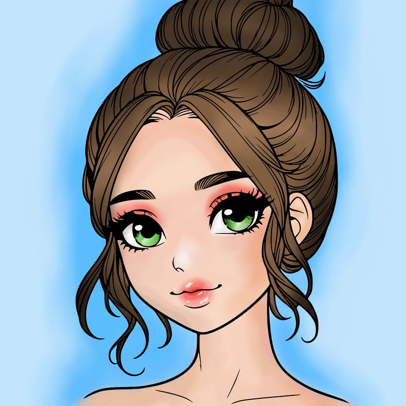 realistic pretty girl with hair in bun