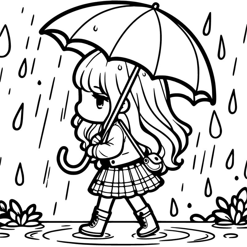 girl in rain with unbrella