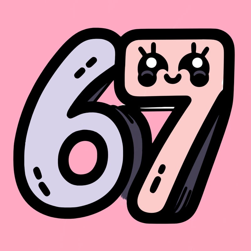 the numbers 67