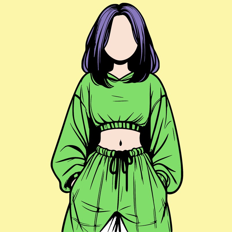 realistic girl faceless with baggy pants and a crop top