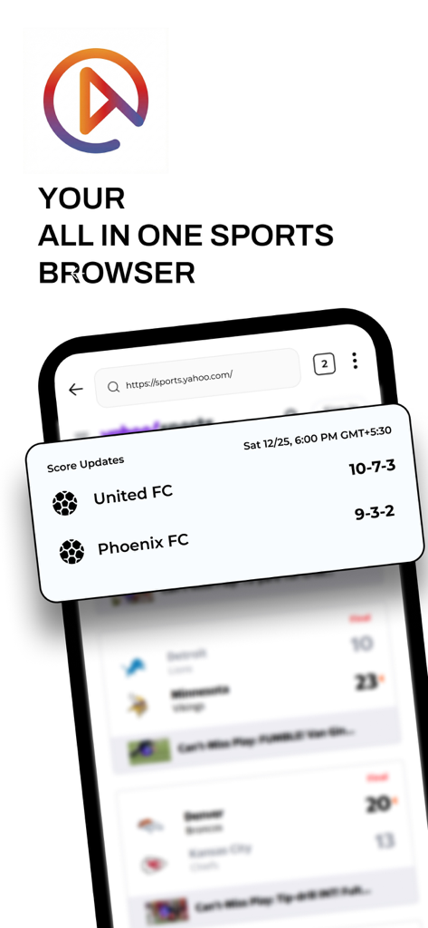 UniTV Player: Browse Movies - Interface do navegador esportivo UniTV mostrando atualizações de placar de futebol ao vivo em uma tela de celular