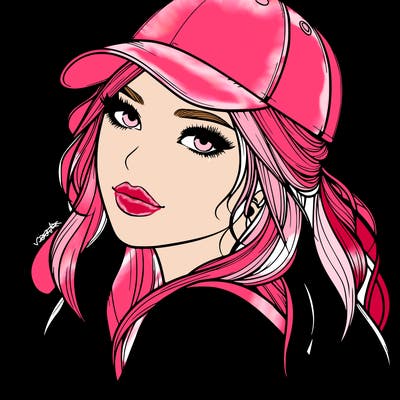 realistic beautiful girl with backward cap