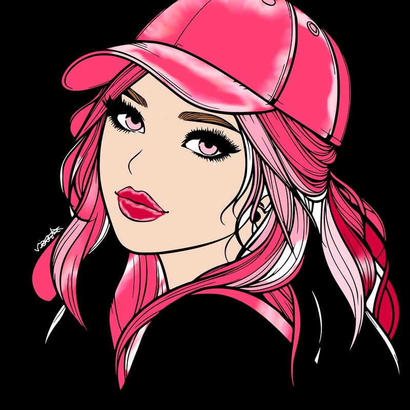 realistic beautiful girl with backward cap