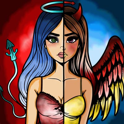 devil vs angel realistic girl