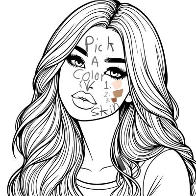 realistic girl with hair on her hair and lips