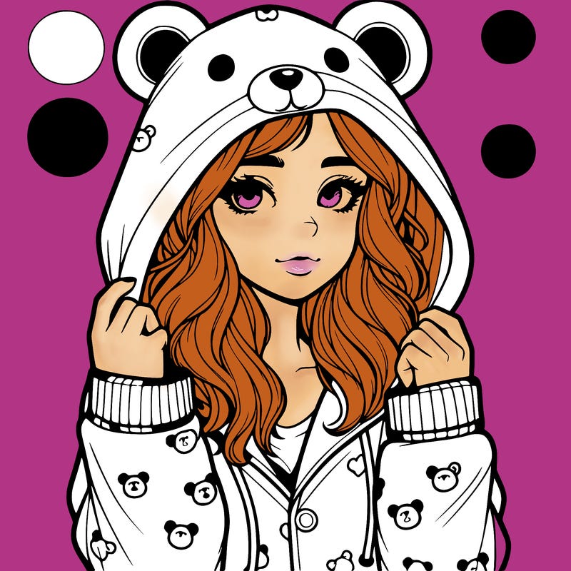 realistic girl in a animal pjs hoodie