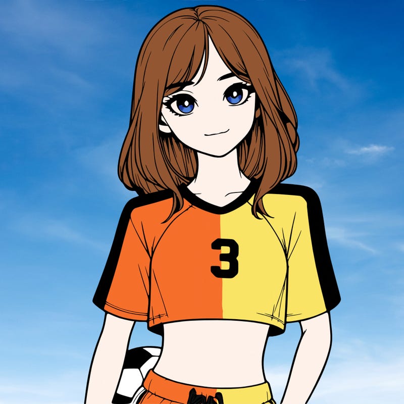 realistic girl wearing soccer jersey