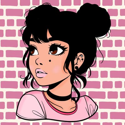 realistic girl with spacebuns