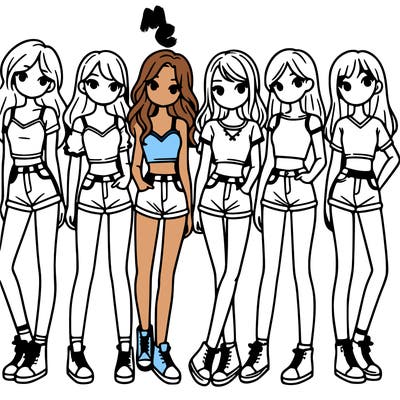a group of girls wearing crop tops and shorts