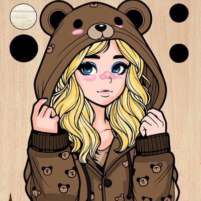 realistic girl in a animal pjs hoodie