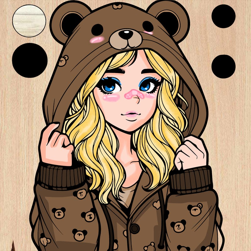 realistic girl in a animal pjs hoodie