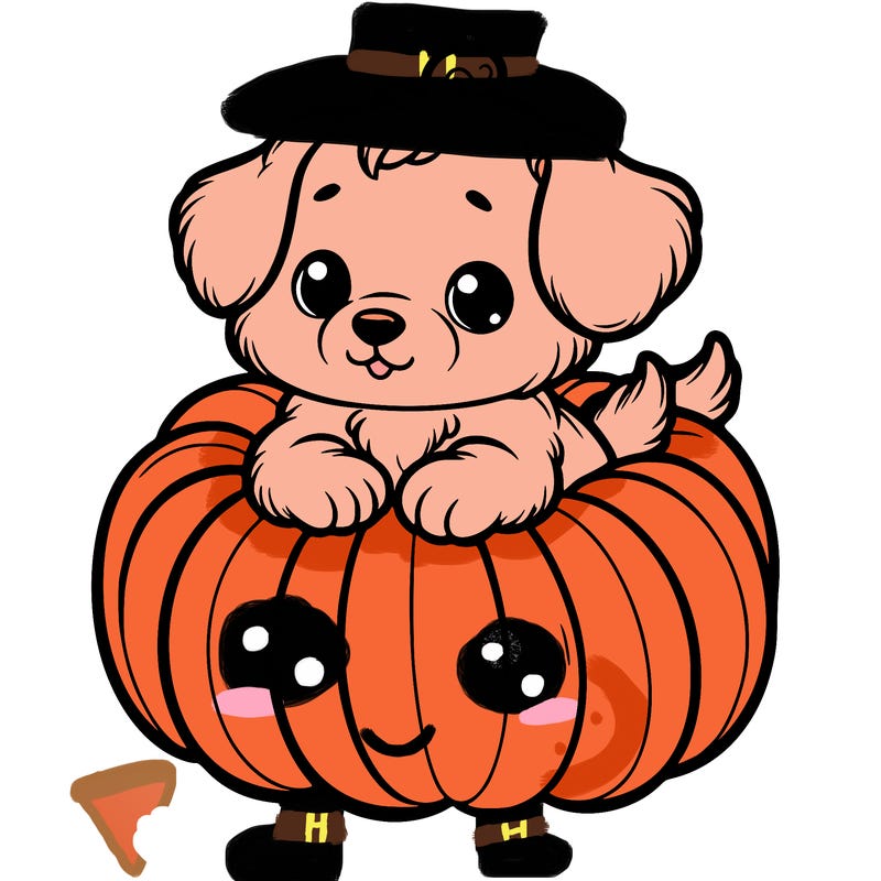 cute little puppy in a pumpkin