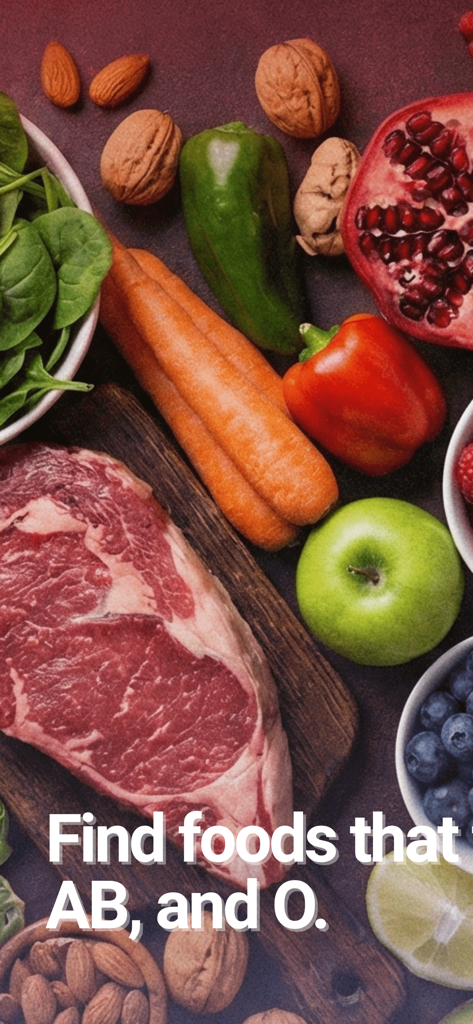 Blood Type Foods App - 血液型別栄養のための肉や野菜などの新鮮な健康食品
