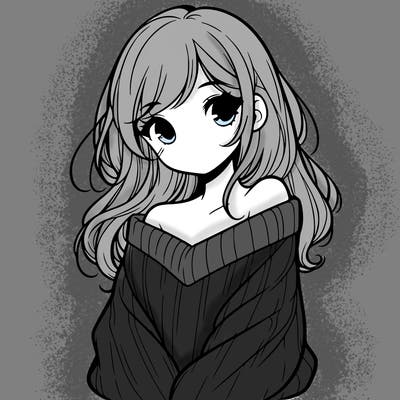 shy pretty girl wearing a sweater that is falling off one shoulder portrait