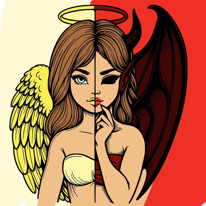 realistic angel half demon