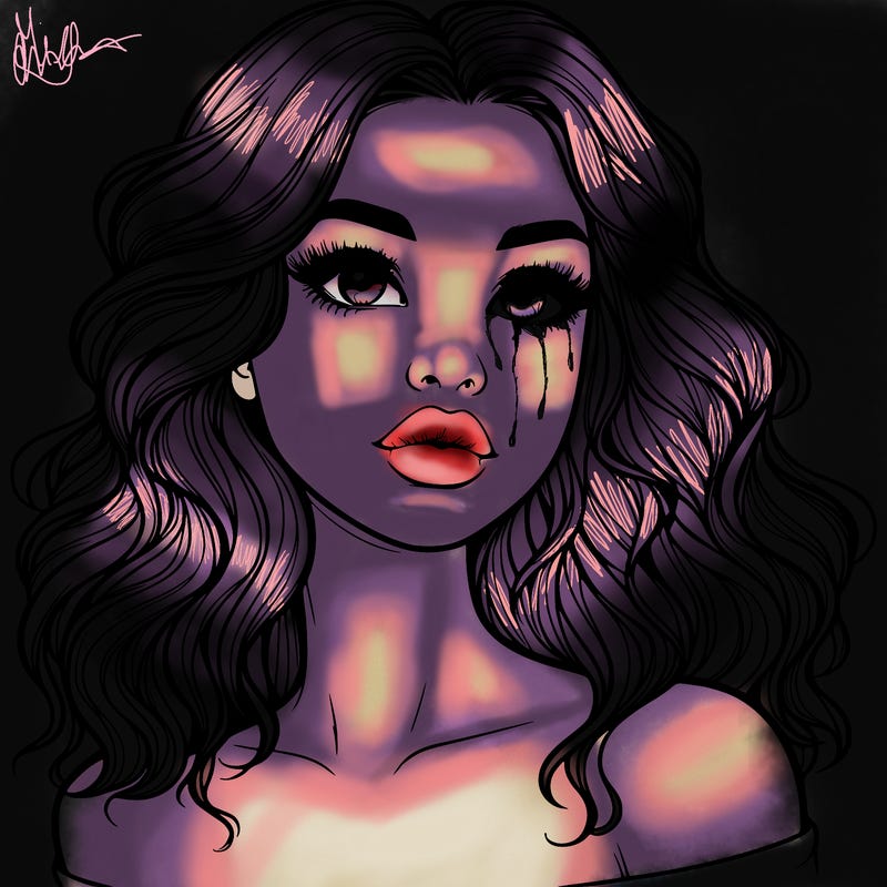 realistic girl with wavy hair and lips