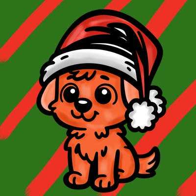 a dog  in a christmas hat