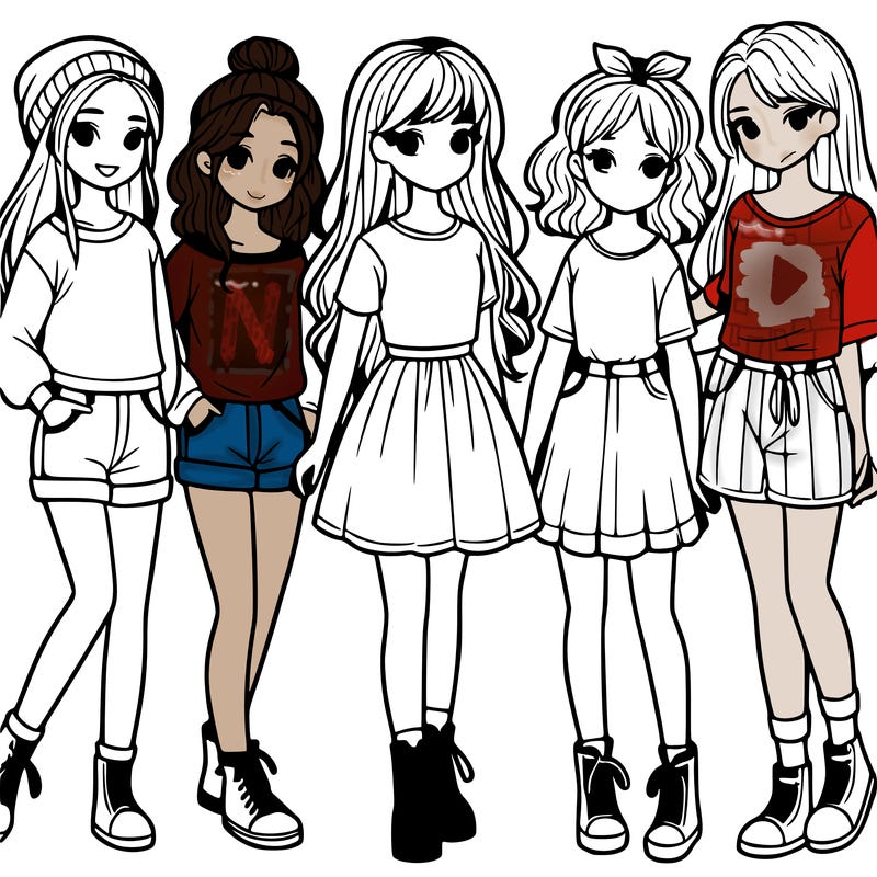 a group of five girls