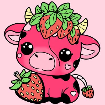 cute strawberry cow