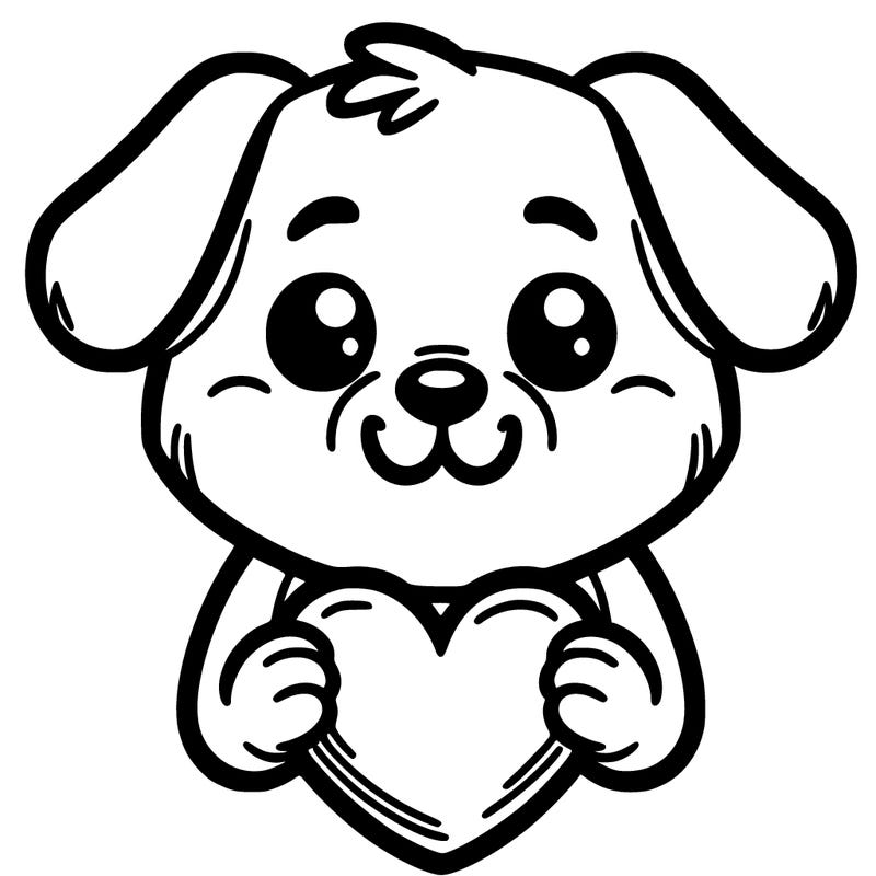 dog holding heart