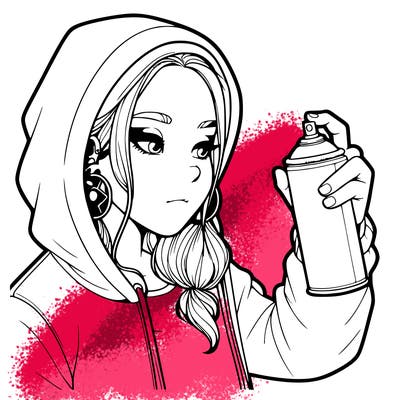 a realistic girl, spray painting
