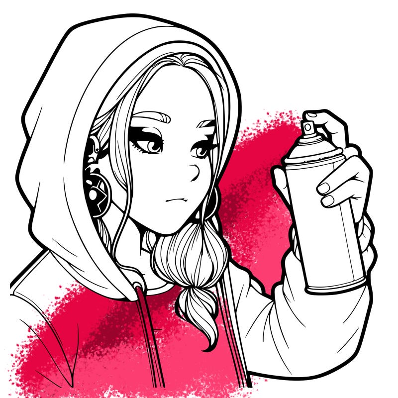 a realistic girl, spray painting